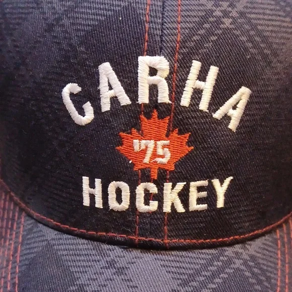 4/$80 New Blue Plaid "CARHA '75 HOCKEY" Cap - Adult O/S - Picture 2 of 8